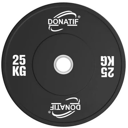 Donatif Discos Pesas ø50 mm Bumper, Platos de Pesas Olímpicas, Plato de Pesas Engomado en Goma, Discos Peso Para Pesas y Mancuernas 5-10-15-20-25 kg