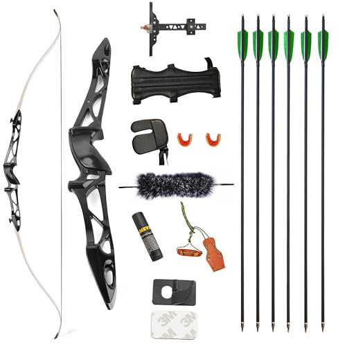 AMEYXGS 68 70 Bogenschießen Takedown Recurve Pfeil und Bogen Set 20 lbs 30 lbs 40 lbs Aluminiumlegierung Riser Jagd Ziel Übungsbogen Traditioneller Langbogen (68 Zoll schwarz, 34BLS)