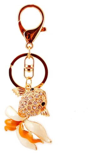 Bling Bling Schlüsselanhänger, Goldfisch Strass Taschenanhänger,Auto Schlüsselbund Glitzer Schlüsselhalter Strass Schlüsselring Taschen Koffer Rucksäcke Zubehör Charm Geschenk für Damen Mädchen