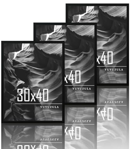VUVUZULA bildram 30 x 40 cm svart trä fotoram träram MDF ram 30 x 40 cm, set om 3