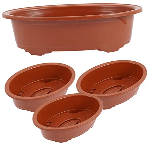 Toddmomy Plastic Flower Pot 4pcs - Large Indoor Planter Containers With Shallow Mouth for House Plants and Bonsai Growing