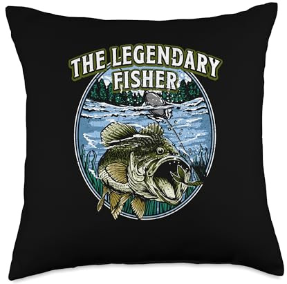 The Legendary Fisher Hunting Lakes Hunter Lagoon Fishing Throw Pillow