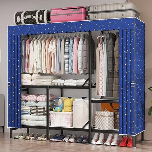 UYSELA Metall-Kleiderbügel,Kleiderschrank-Organizer mit Kleiderstange,Faltbarer Kleiderschrank für Kleidung,Schuhe,tragbare Garderoben-Kleideraufbewahrung