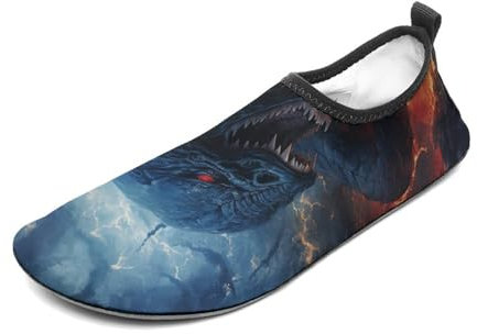 Wasserschuhe für Damen und Herren, schnelltrocknende Aqua-Socken, Barfußschuhe, schwarze Schlange in Flammen, Sport, Strand, Schwimmschuhe, Stil 3, 36/37 EU