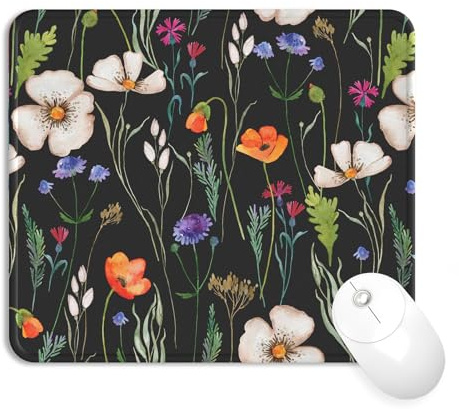 Giecy Mauspad Gaming, langlebige genähte Kanten Mousepad Klein, Lycra-Oberfläche, rutschfeste Gummibasis für PC, Laptop, Büro (Wildblumennacht)