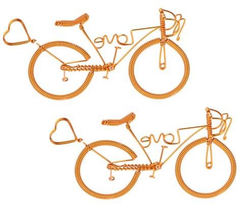 Yardenfun Retro Fahrradmodell Metall Handgefertigt Kunst Dekoration Schreibtisch Ornament 2 Stück Goldfarben Für Zuhause Büro