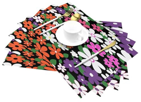 Irish Flags and Four Leaf Clovers St Patricks Day PVC Woven Placemats, Anti-Stain and Oil-Proof Heat-Resistant Dinner Plate Mats, Kitchen Table Gathering Holiday Party Decorations.