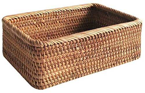 ZXDZMM Cestino di Vimini Rettangolare Intrecciato a Mano in Rattan, per Frutta, tè, Snack, Pane, Picnic, Cosmetici, Utensili da Cucina e per la casa