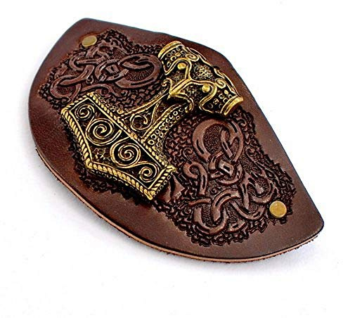 Haarspange mit großem Beschlag/Clip Wikinger Schwarz oder Braun im Stil der Wikinger/Thorshammer (Braun)