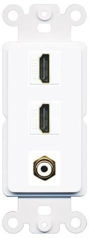 RiteAV Módulo basculante de 2 puertos HDMI RCA-blanco acoplador hembra hembra-hembra para cubierta de pared decorativa placa frontal [blanco]