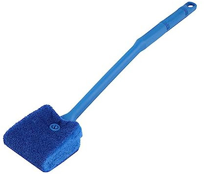 POPETPOP Double Sided Sponge Cleaning Brush for Fish Tank Blue Aquarium Cleaner Long Handle for Algae Removal and Cleaning