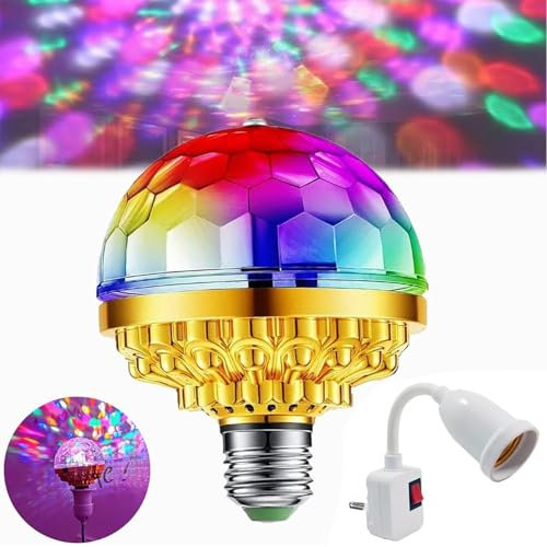 YeahBoom Mini Discokugel, RGB LED Discolampe, 360° Rotierend, Disco Licht Party Lichter, Musikgesteuert, Kristall