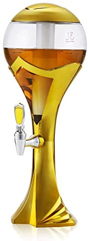 Distributeur de boissons à tour de bière Distributeur de tour de bière doré avec robinet, tube à glace et lumières Distributeur de boissons sphérique Tour de boissons froides pour les fêtes de bar à