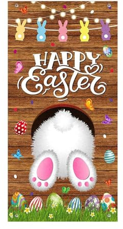 200x90cm Osterdeko Ostern Tür Abdeckung Ostern Haustür Decke Türabdeckung Osterhasen Dekoration Wand Hängen Türbanner Easter Banner Fotografie Hintergrund für Osterfeier Feiertag Party Frühling Deko