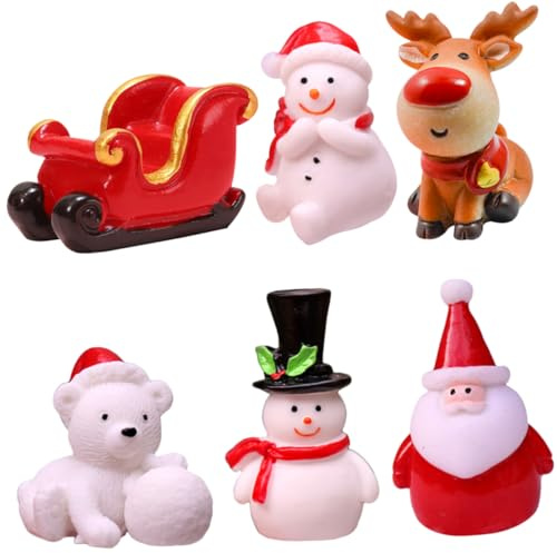 FONDOTIN 6stücke Weihnachtsdeko Miniaturen Niedliche Weihnachtsmann Und Figuren Für Kreative Tischdekoration Und Mikrolandschaften Für Und Festliche Anlässe Zufällige Stile