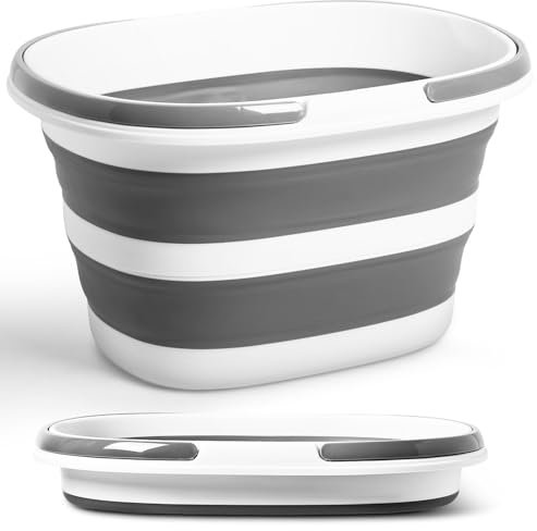 Collapsible Mop Bucket 16L with Handles, Cleaning Bucket Space Saving Foldable Silicone Tub for Laundry Storage Camping, Portable Wash Basin for Home & Car, Christmas Party Compact Utility Tool