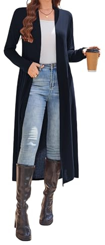Newchoice Cardigan lungo da donna con tasche in maglia aperto davanti al pavimento cardigan maglioni leggeri a maniche lunghe spolverini