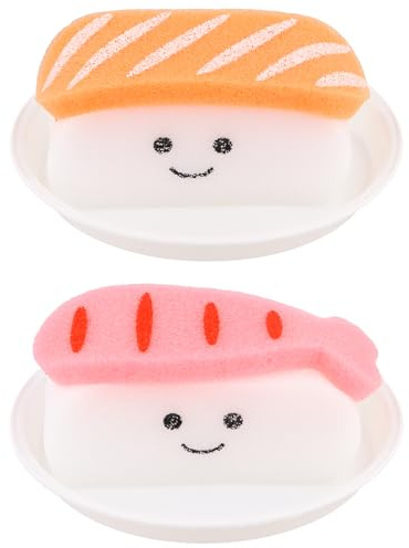 Esponjas de Baño para Bebés - Set de 2 Esponjas Naturales con Forma de Sushi, Hidrófilas, Suaves y Seguras para Recién Nacidos, Limpieza Divertida y Práctica - Regalo Ideal para Niños y Adultos