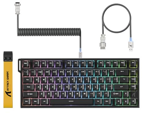 ATTACK SHARK R82 HE Teclado Gaming 75% con Cable, con Cable LED C01ULTRA, Interruptores Magnéticos, 8000Hz, QWERTY, 0,005mm RT Tech, RGB, 5 Capas de Amortiguación de Sonido(Negro)