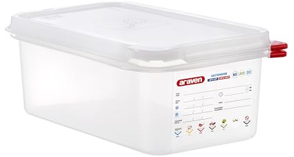 Araven Airtight Container, Food Pan with Lid for Storage in Kitchen and Restaurant, 2.9 Qt, 6 Count, Clear