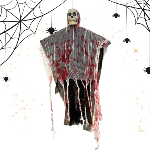 Décorations pour Arbres d'halloween,Pendentif Squelette Éclairé Effrayant pour Balustrades d'Extérieur | Déco Sinistre pour Maison pour Fêtes, Évasion, Pelouse, Jardins, Soirées,
