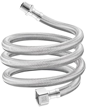 Qrity 1 Pezzi Tubo Di Collegamento Flessibile, G1/2 Femmina x G1/2 Maschio Tubo Flessibile Intrecciato In Acciaio Inossidabile, per Rubinetto, Scaldabagno, 200 cm