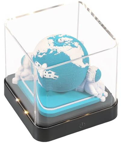 3d Kalender 2026 3d Notizblock Abreißen mit Led Licht Kreative Papierskulptur Schreibtisch Dekoration 2026 3d Kalender für Notizblock DIY Papierskulpturen Weihnachten Geschenke (Erde)