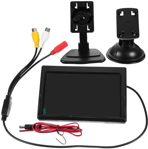 OUNONA Monitor de cámara de Marcha atrás para vehículo: Pantalla Digital TFT LCD de 5 con Soportes de Montaje, resolución de 800 x 600, Dos entradas de Video para cámaras de visión
