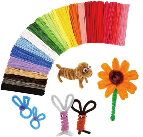 200Stk Pfeifenputzer 30cm Bunt zum Basteln DIY Blumen Haus Deko,20 Farben