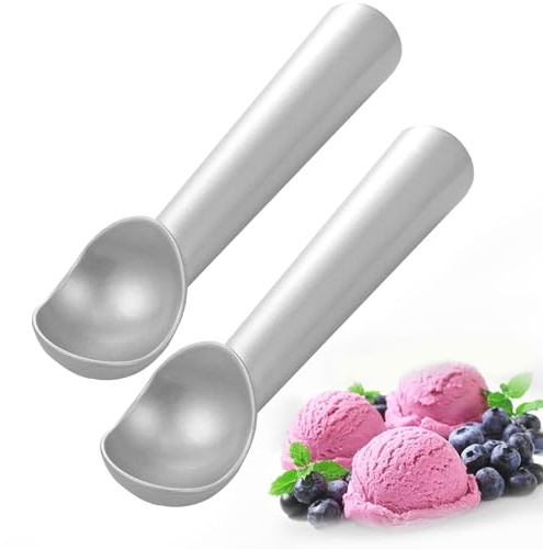 Ice Cream Scoop 2PCS, 7 One Piece Aluminum Scooper Spoon Heavy Duty Durable, Easy to Clean, for Gelato, Cookie Dough, Sorbet, Almond