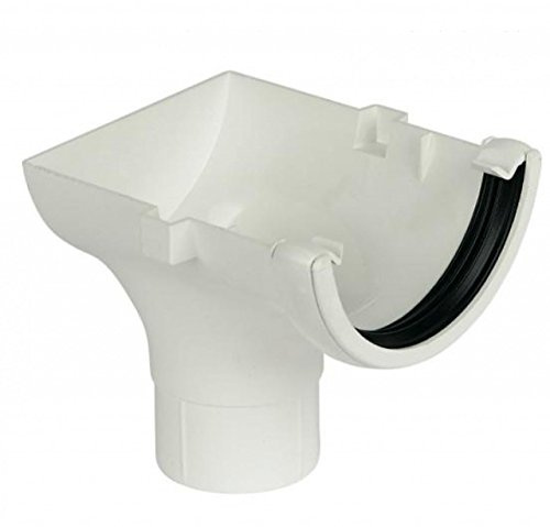 Floplast bianco semicircolare per grondaia, terminale di scarico 112 mm