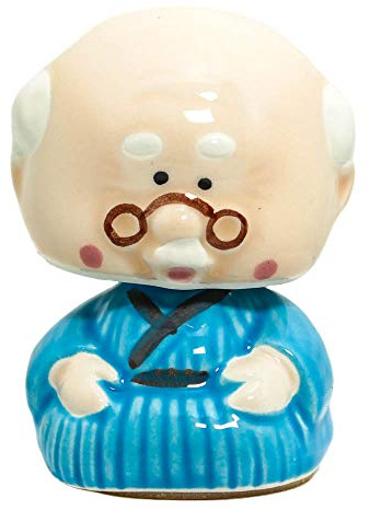 Japanese Bobble Head Collection Nodding Head Spring Action Figurines Car Dashboard, Grandpa