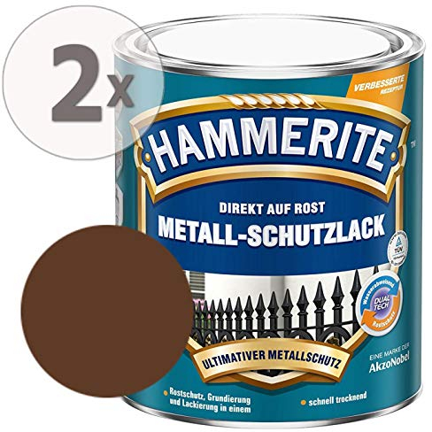 Hammerite Metall-Schutzlack matt Grundierung Rostschutz braun Sparpaket, 2 x 750 ml