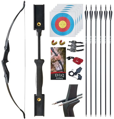 D&Q Ambidextrous Recurve Bow and Arrow 40Lbs Archery Set for Adult Junior Beginner Teenager Youth Outdoor Training Target Practice Takedown Bow Kit with Arrows Left Right Handed (Black, 40LB)