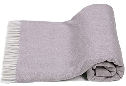 MA.AL.BI 1947 Plaid coperta in Cashmere (beige) 150X180 cm, scatola regalo inclusa