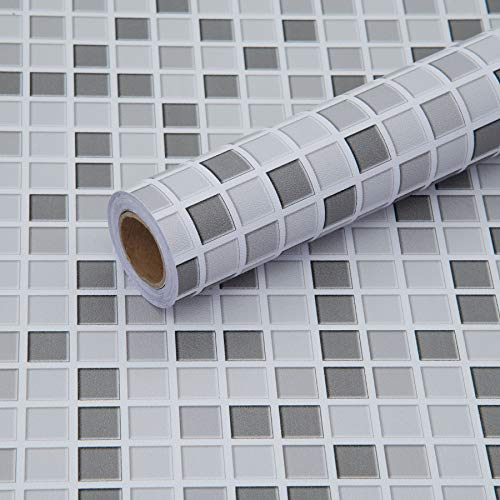 Fantasnight Mosaico Adesivi per Piastrelle Grigio Bianca Adesivo Mobili 30×300cm per Cucina, Bagno, Superficie delle Piastrelle