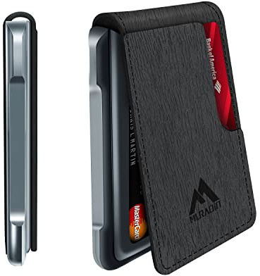 MURADIN Mens Wallet Tactical Bifold Wallets for Men Metal RFID Blocking Aluminum Money Cards Holder Gifts for Men (Deep Grey Tree)