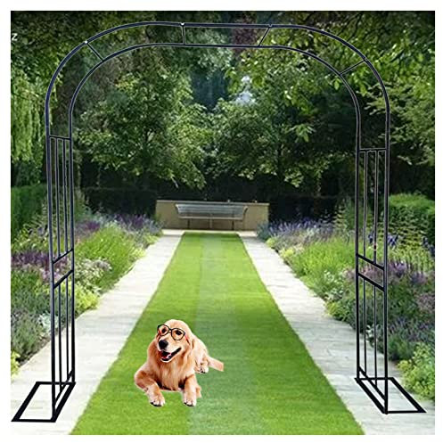 Schwarz Torbogen für Kletterpflanzen Rosenbogen Rankgitter Gartentor Rankhilfe Gartenbogen aus Metall stabil, Rankbogen Rosen mit Sockel, Wetterfeste (Größe : 180x240cm)