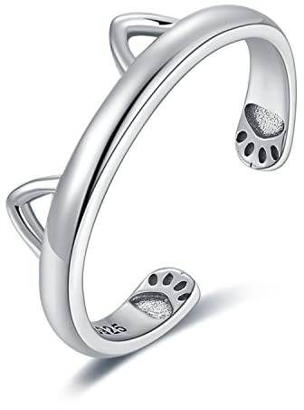 JewelryPalace Ring Söt öppen Justerbar Ring Med Kattpäls 925 Silver, Silverringar Med Kattpäls 925 Ringar Kvinnor, Damring Sterling Silver Fingerflickor, Gåvosmycken