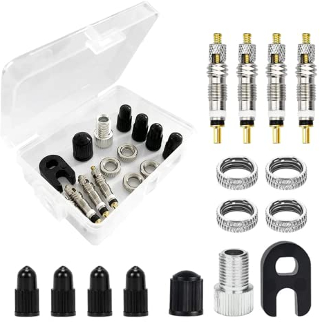 15 Stück Ventilkern Ersatzset Messing Ventil Adapter Ventilkern Set Tubeless Fahrrad Ventil Adapter für Fahrräder Rennrad und MTB Fahrrad