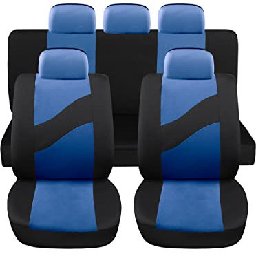 Susy Shop LS08 - Juego de fundas universales para asientos de coche, cómodas y transpirables, para asientos utilitarios, medianos y pequeños, sin SUV, color azul