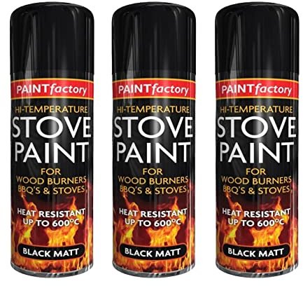 PNJB, Temperature Heat Resistant Matt Black Metal, Black Heat Resistant Paint Spray High-Temperature Stove Exhausts BBQ Etc 400ml (3 Pcs)