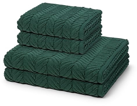 Ross - 4 teiliges Frottier-Set - Sensual Skin - Zopf-Muster (2 X Handtuch 2 X Duschtuch im Set) - 500 g/m2 - Baumwolle - Walkfrottee - saugstark - weich und flauschig - Moosgrün