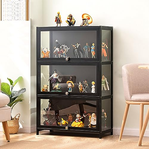 JSLJDM Vitrinenschrank Sammlervitrine Stehend Standvitrine Glasvitrine Acryl Vitrine Standvitrine Acryl Vitrine Doppeltüren Großer Kapazität Sammlervitrine Handgefertigtes Lagerregal für Waren