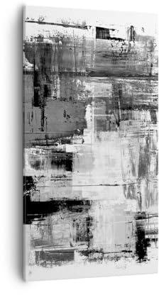 ARTTOR Bilder auf Leinwand 55x100 cm Wandbild Abstrakt Schwarz-Weiß - 5192 | Hallo UND Abstraktion Vertikal Groß Wanddekoration Wohnzimmer Schlafzimmer Wandkunst Wanddeko Wand Kunstdruck Küche ARTTOR