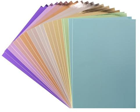 Ideen mit Herz Spiegelkarton | Metallpapier | Bastelpapier metallic | 20 Bogen | Din A4 | 200 g/m² | Weiße Rückseite (Pastell)