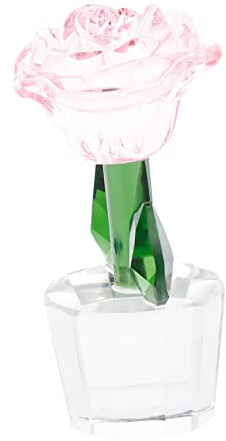 Ornamente, Glasornamente, Kristallornamente, Ornamente, Kristall-Rose, Figur, Ornament, Kristall-Rose, Geschenk, Glas-Blume, Briefbeschwerer, Kristall-Blumen-Skulptur, Kristall-Rose-Dekor (Farbe: Rosa