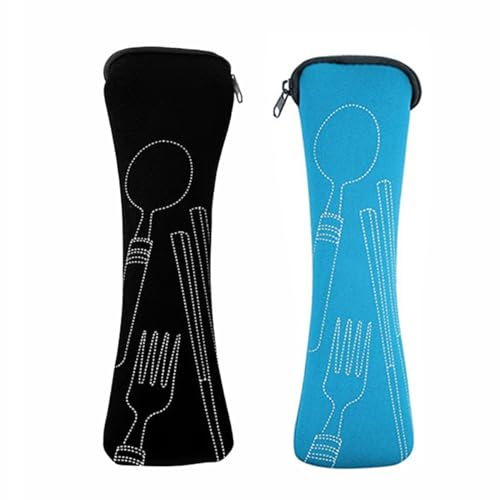 Visxcnu 2er-Pack Utensilientaschen zum Tragen, bunte Utensilientaschen mit Reißverschlüssen, Utensilientaschen, tragbare Utensilientaschen, Besteck, waschbar, Schule, Picknick, Utensilientaschen