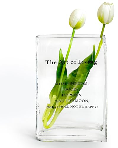 Aoderun Buchvase für Blumen, klare Glasvase für Buchliebhaber, einzigartige Blumenvase für Bücherregal, Wohnzimmer, Esszimmer, Couchtisch, Küche, Büro, Heimdekoration