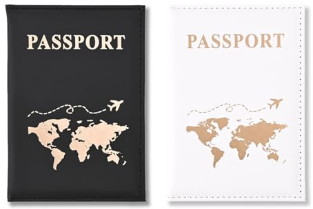 Makoto Nobu 2 Stück Passport Holder, PU Leder Reisepasshülle, Passport Hülle, Reisepasshülle Halter, Passport Cover für Kreditkarten, Ausweis, Reisedokumente, Ticketkarte, Bordkarten(Weiß, Schwarz)